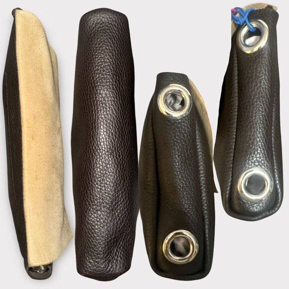 Home-Made Brand Black Pebbled Leather Tan Suede Flap Turn Lock Convertible Bag - Picture 8 of 10